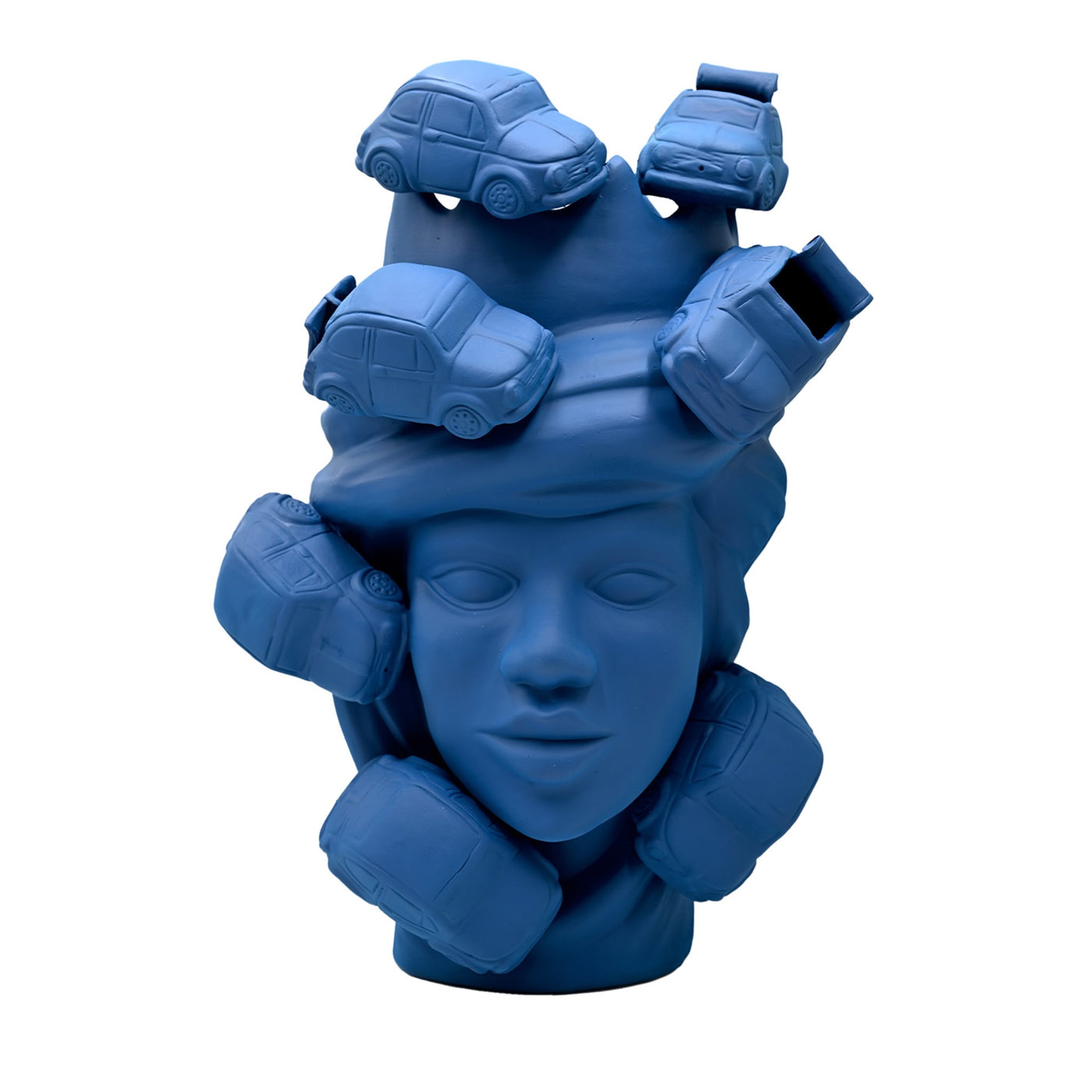 Moor's Head Matte Blue Sculpture