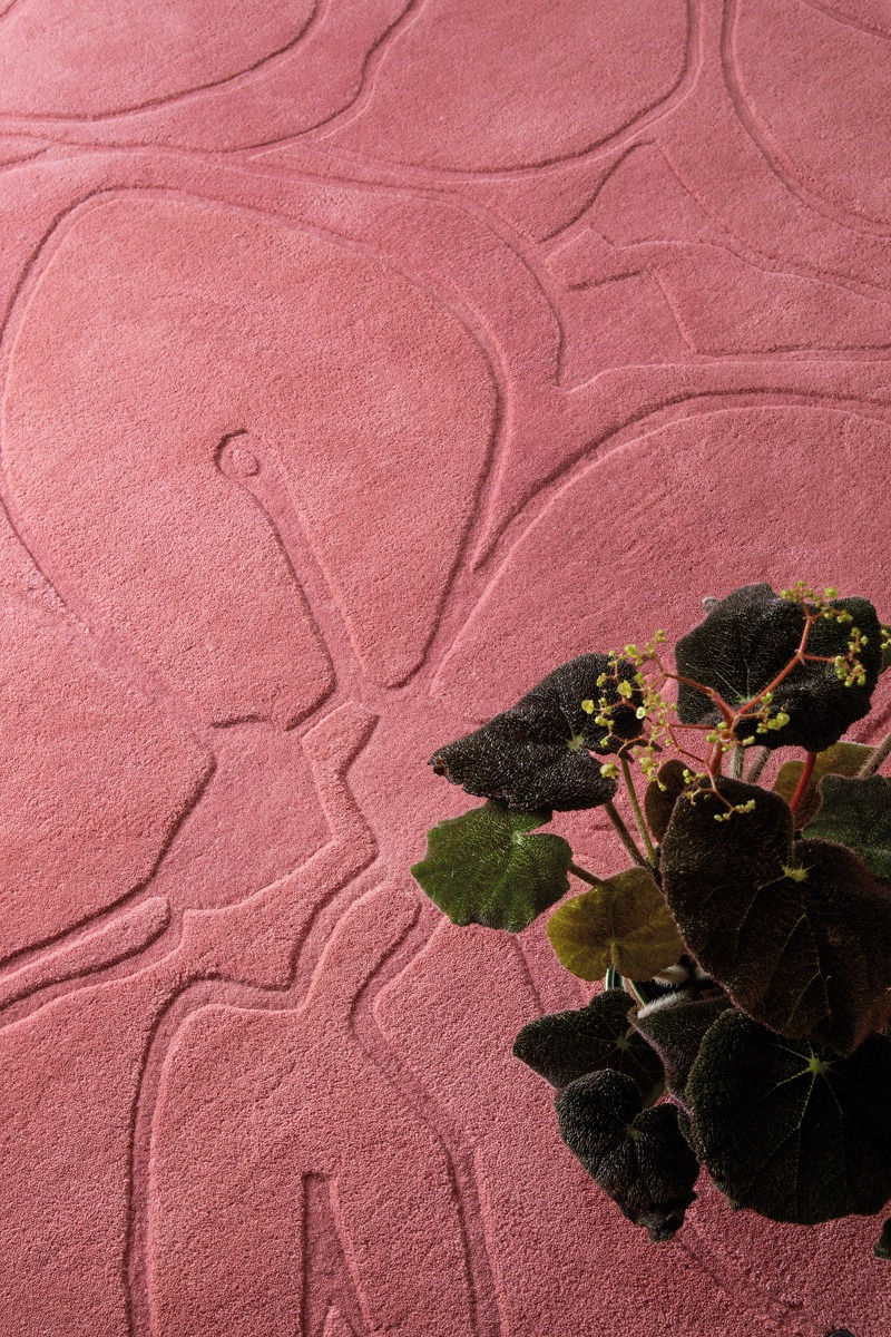 Romantic Magnolia Pink Designer Rug ☞ Size: 4' 7" x 6' 7" (140 x 200 cm)
