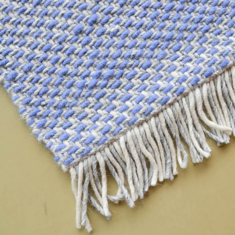 Hand-Woven Wool Blue Rug