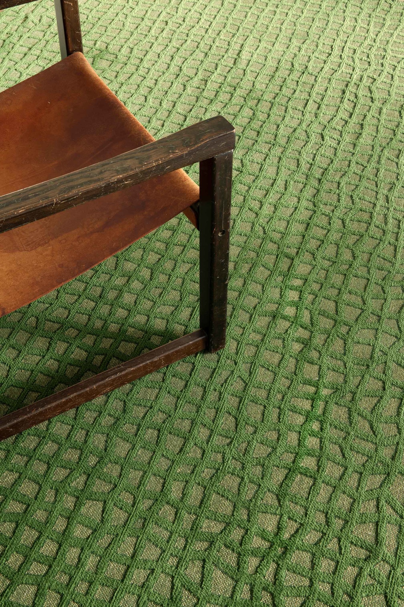 Green Checkered Flatwoven Rug