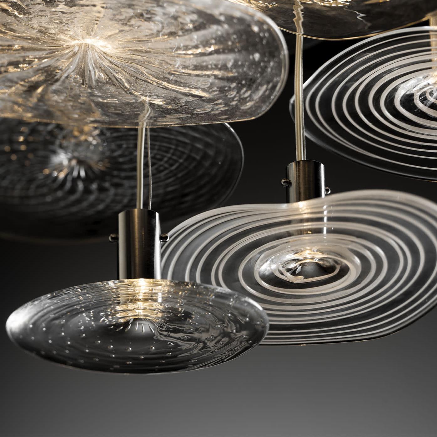 Round Chrome Chandelier with Murano Glass