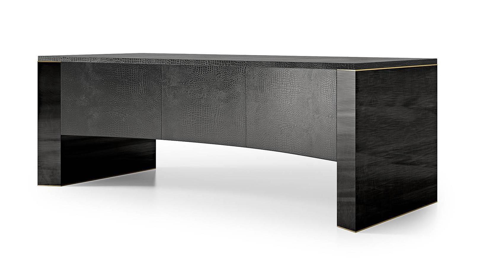 Luxe Black Leather Desk