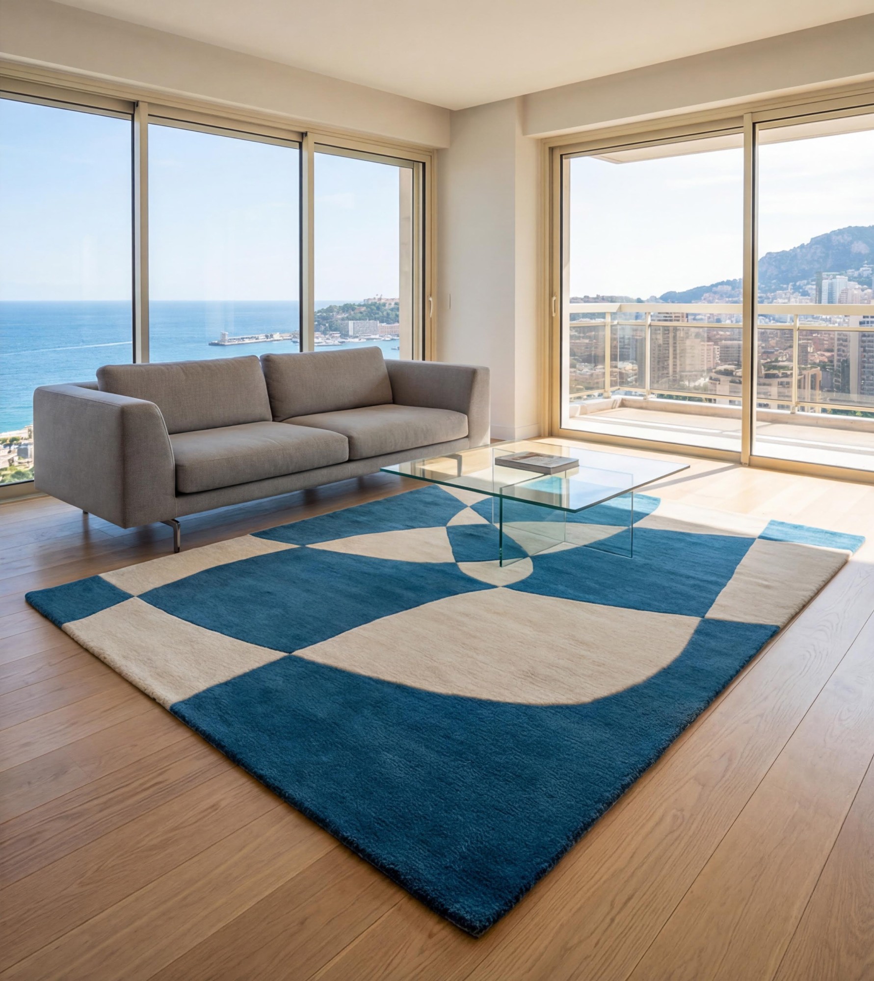 Rotating Forms Blue Artisan Rug