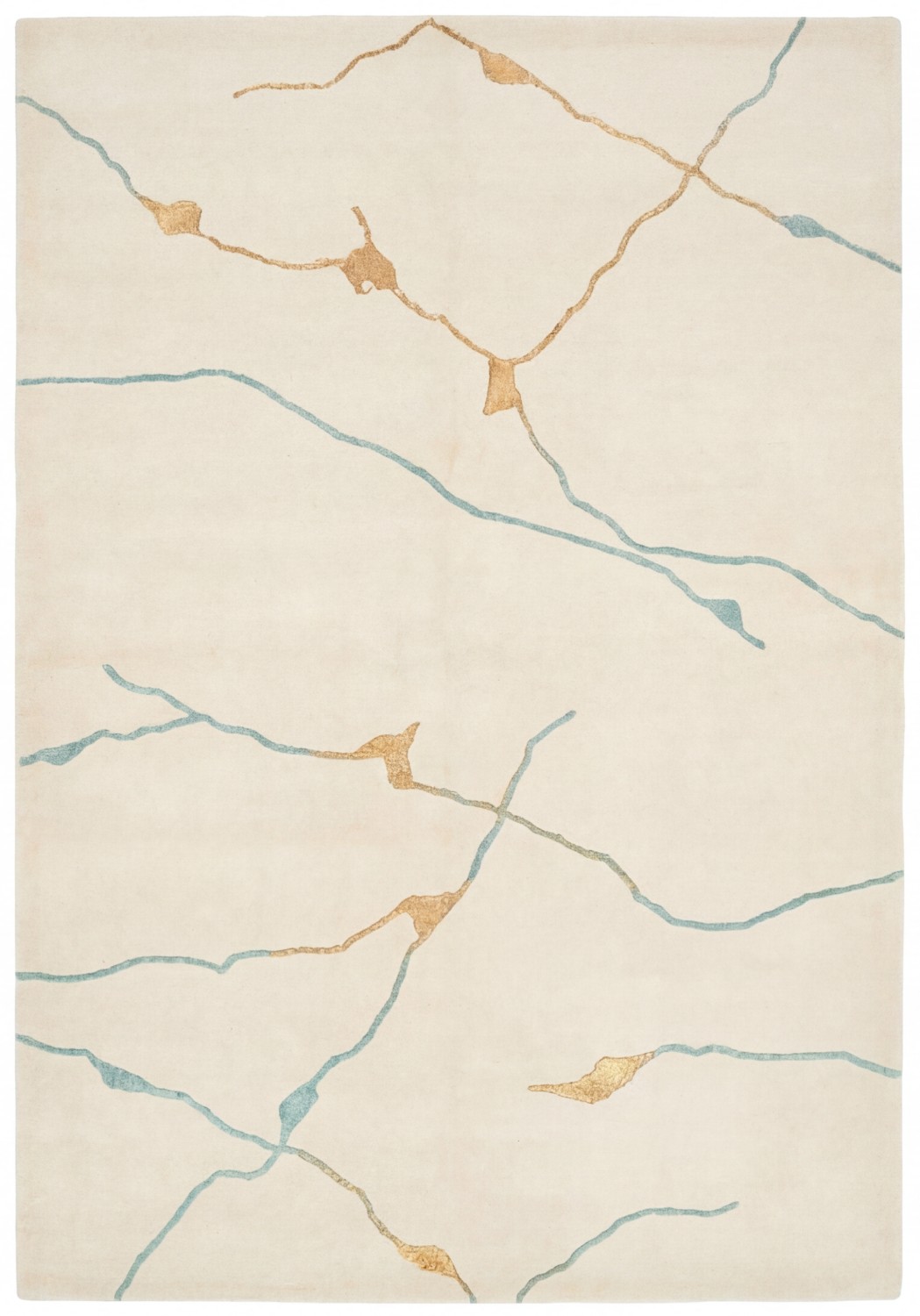 Golden Veins Ivory Handcrafted Rug