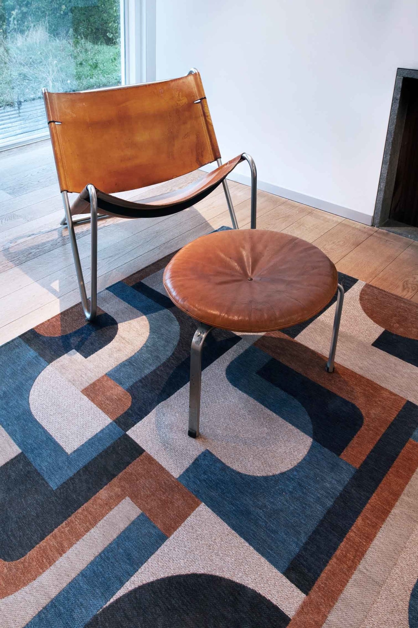 Geometric Blue Flatwoven Rug