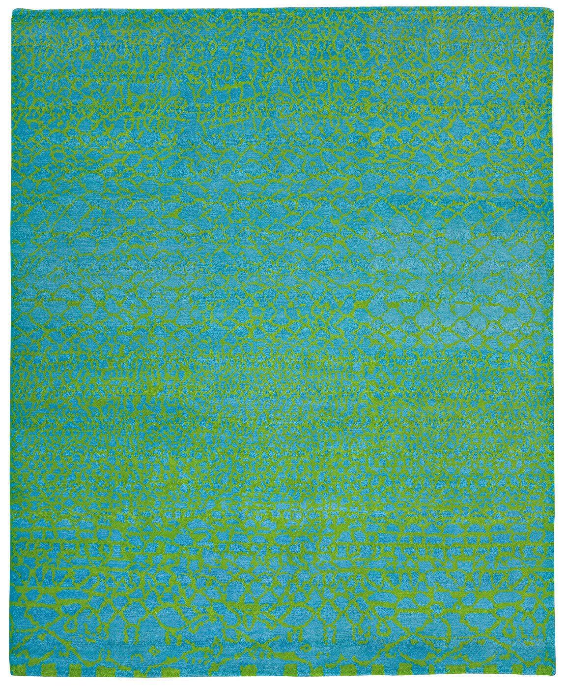 Hand-Knotted Wool Blue & Green Rug