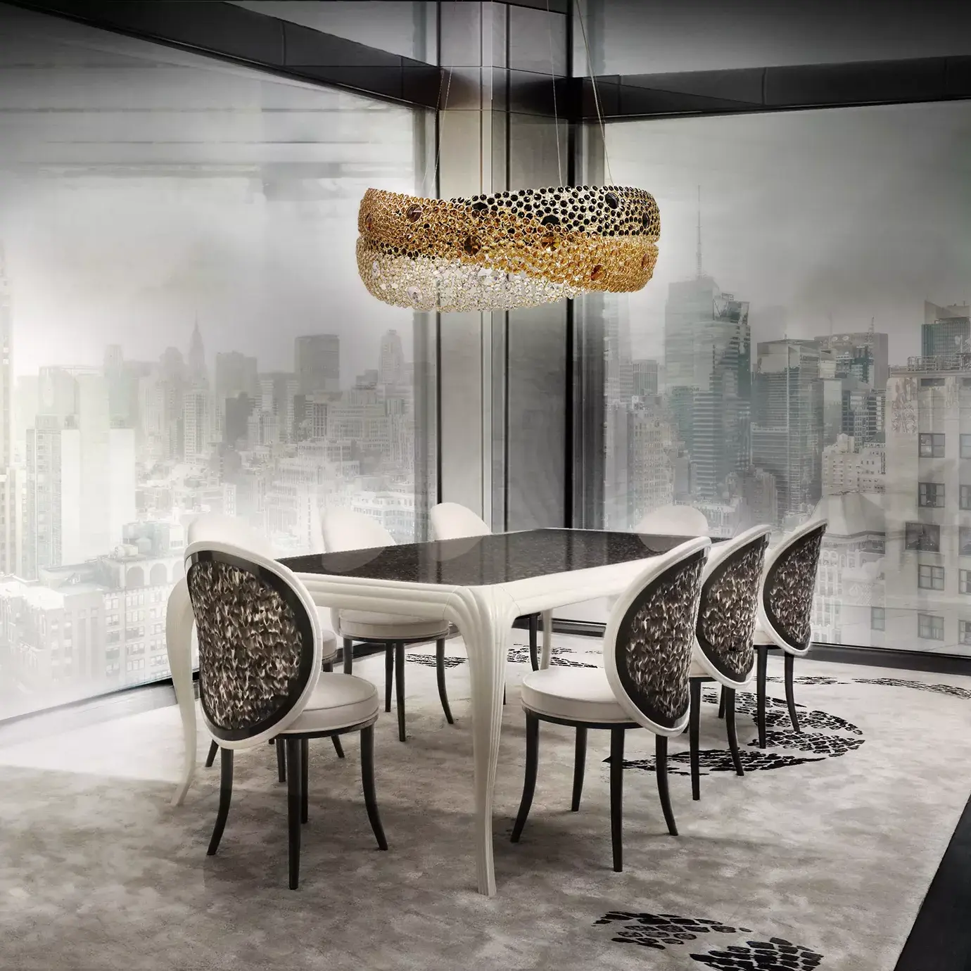 Mistral Exotic Feather Top Dining Table