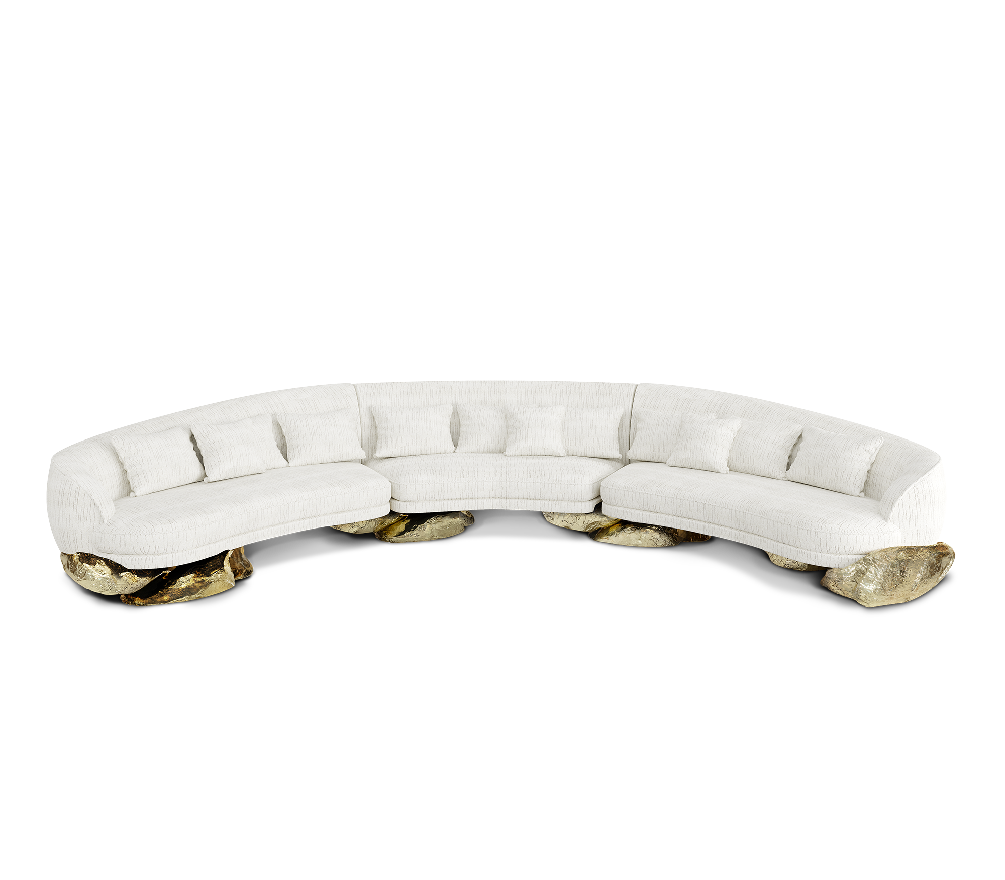 Angora White Curved Sofa
