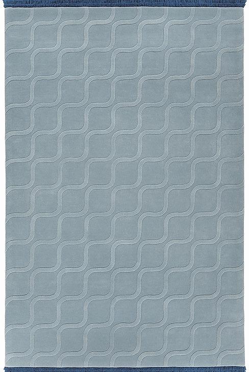 Wool Embossed Blue Handmade Rug