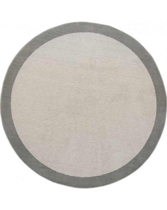 Border Round Grey Rug ☞ Size: Ø 160 cm