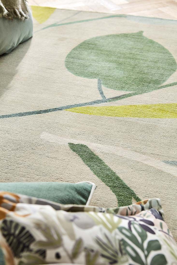 Green Leaves Handtufted Wool Rug