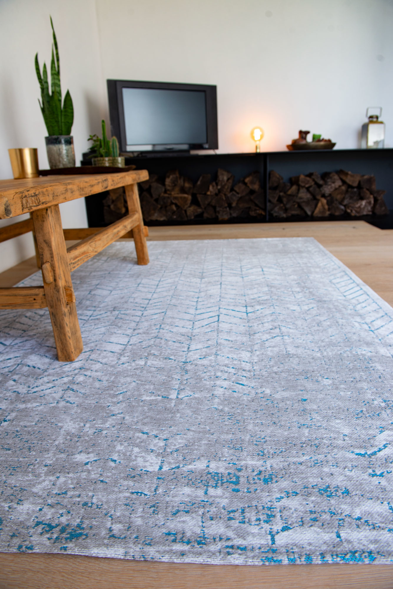 Blue & Grey Belgian Flatwoven Rug