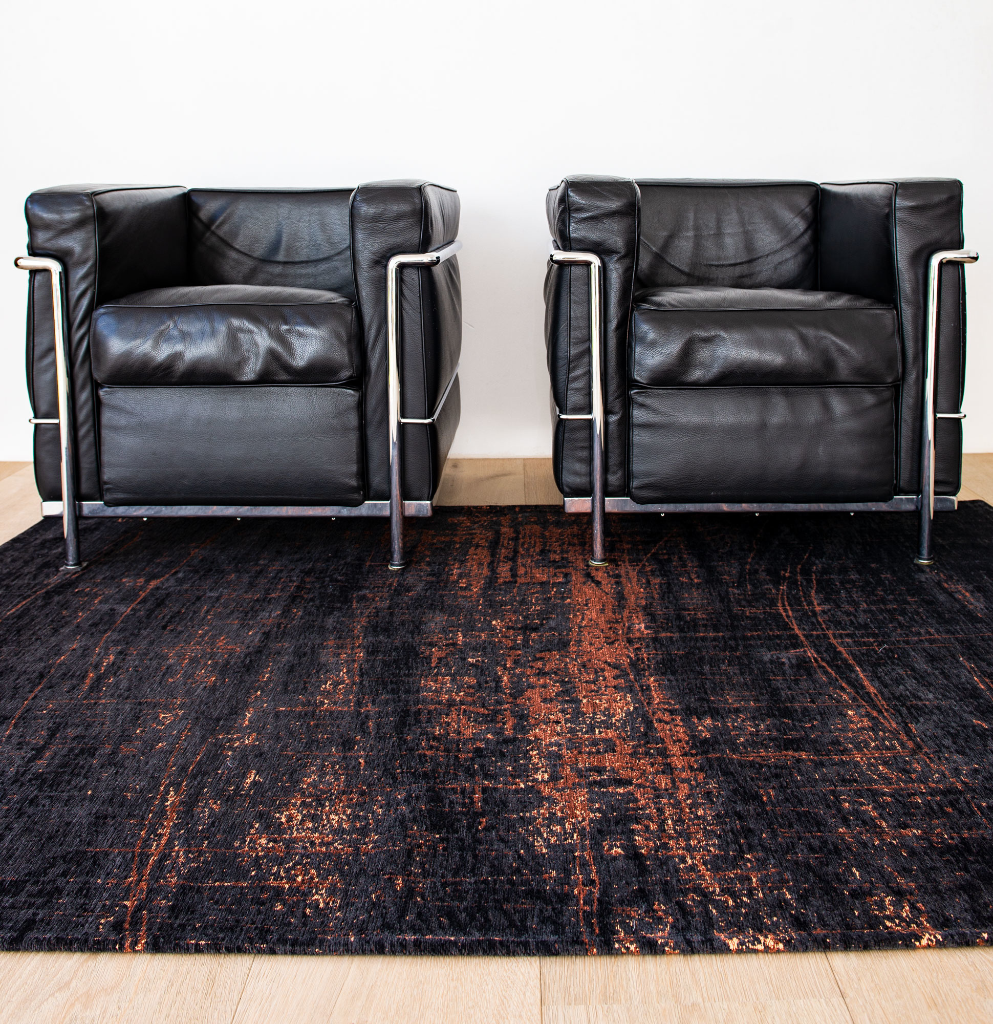 Abstract Flatwoven Black & Orange Rug