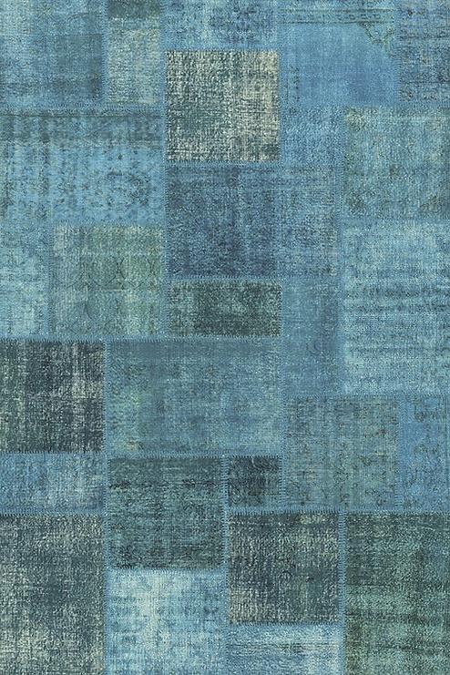 Dark Turquoise Patchwork Handmade Rug