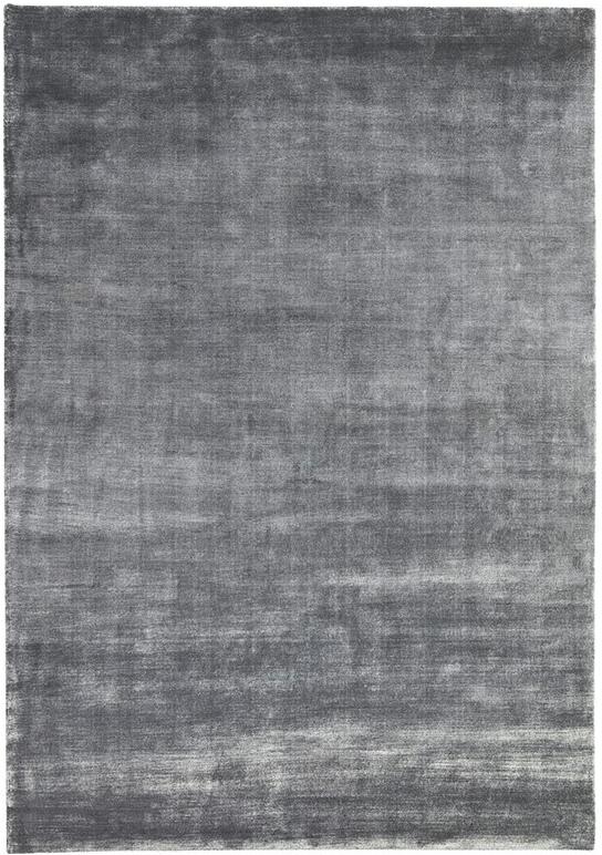 Plain Viscose Grey Hand-Woven Rug ☞ Size: 6' 7" x 10' (200 x 300 cm)