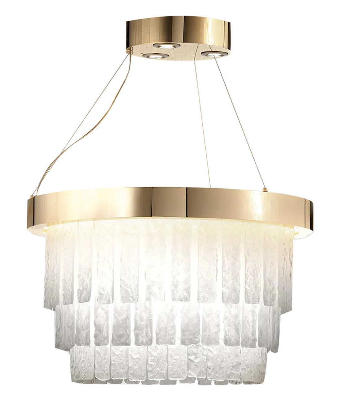 Polished Gold Ring Murano Glass Chandelier