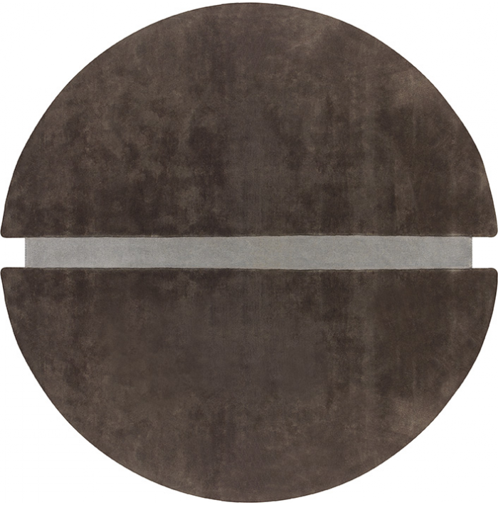 Pop Art Brown Round Handmade Rug ☞ Size: Round 6' 7" (Ø 200 cm)