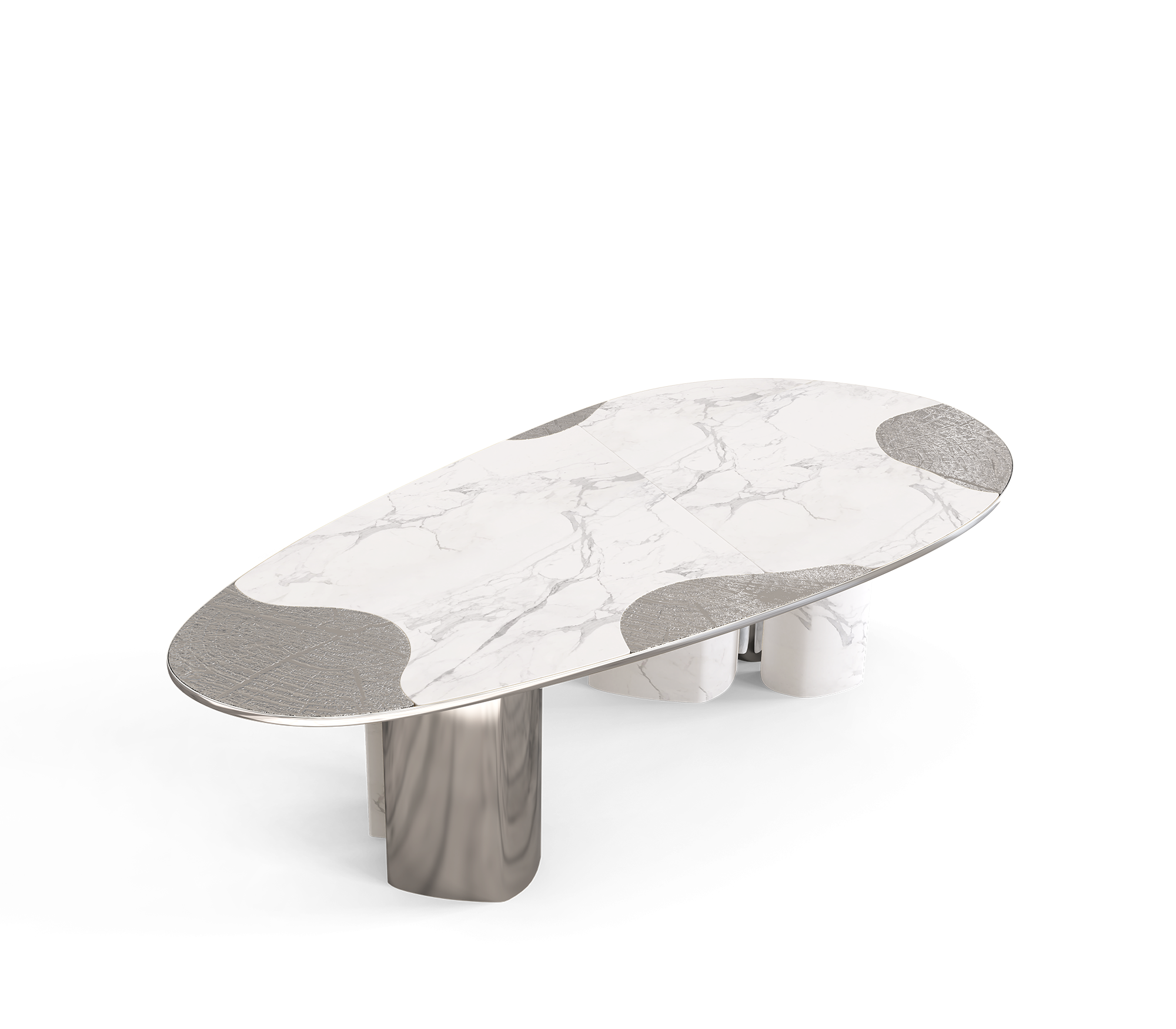 Athena Carrara Marble & Silver Dining Table