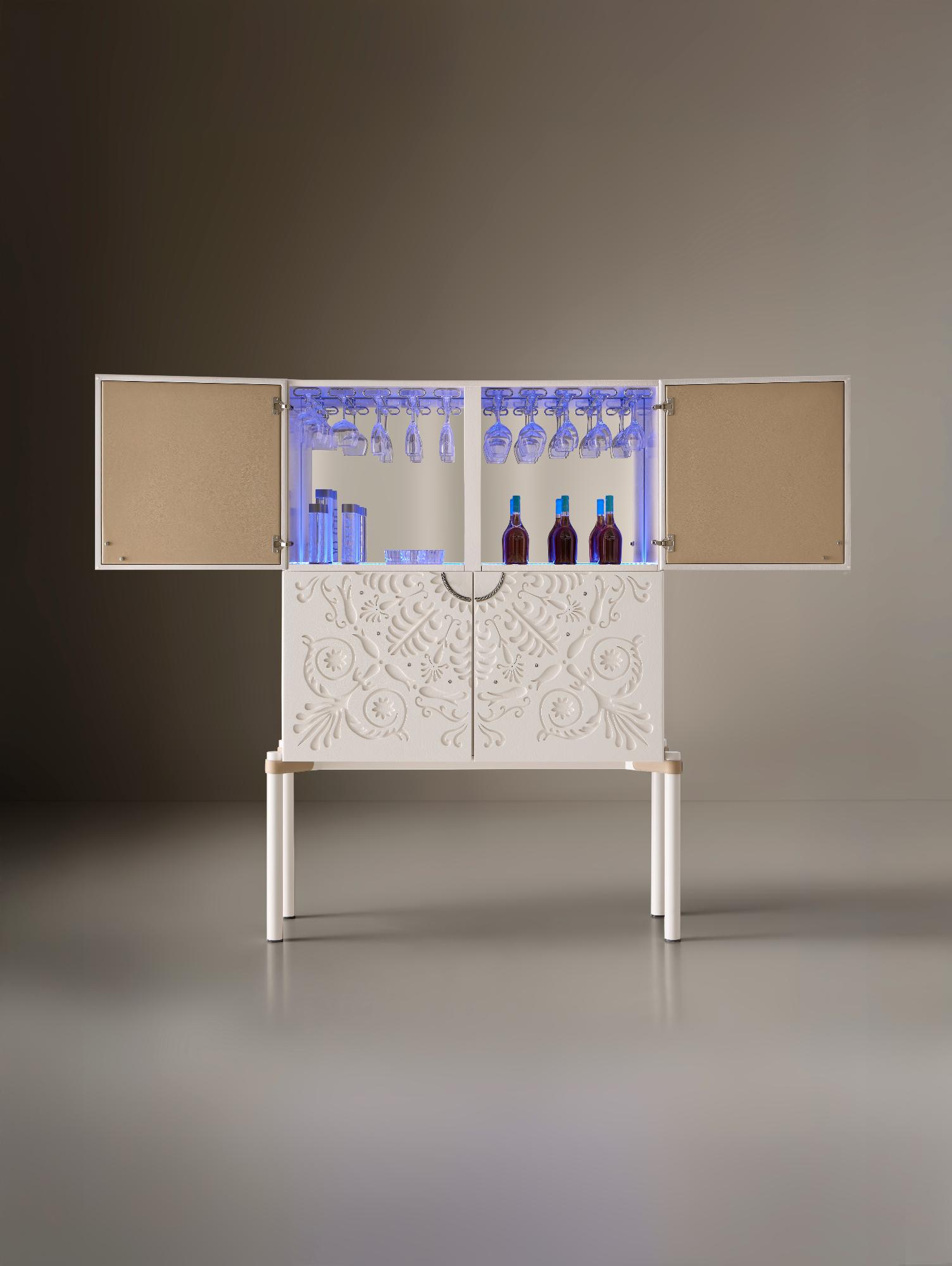 Alexandra Contemporary White Bar Cabinet