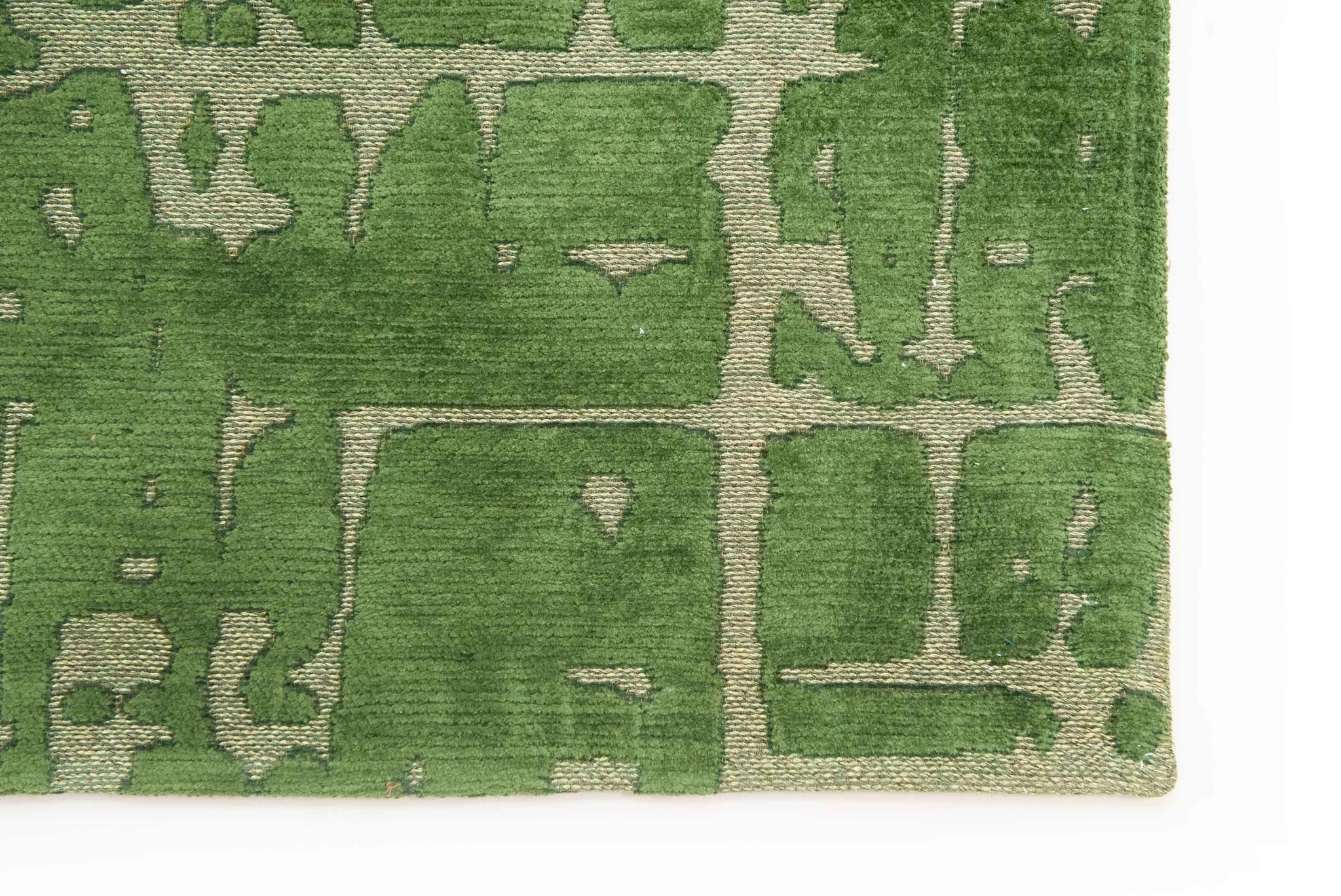 Abstract Green Belgian Rug ☞ Size: 2' 7" x 8' 2" (80 x 250 cm)
