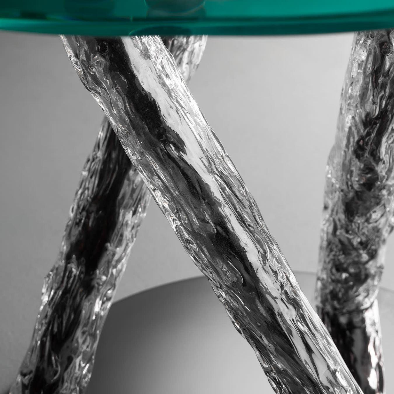 Round Glass Dining Table with Sculptural Legs