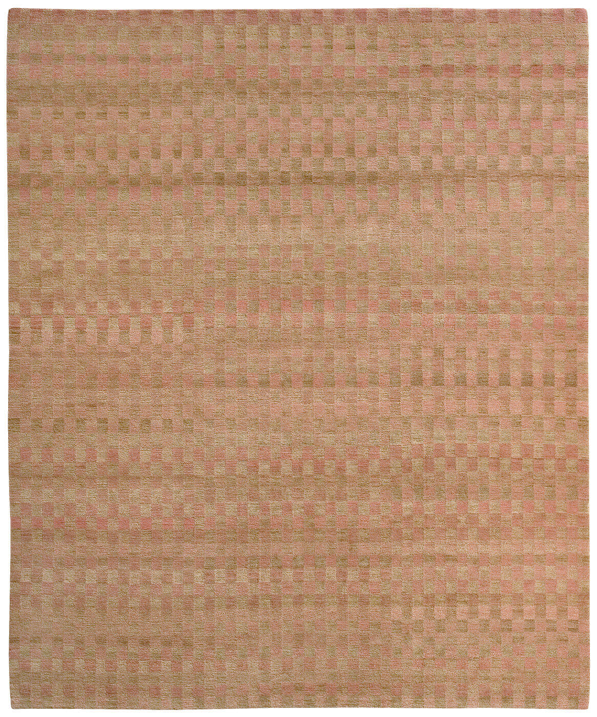 Hand-Knotted Checkered Rug