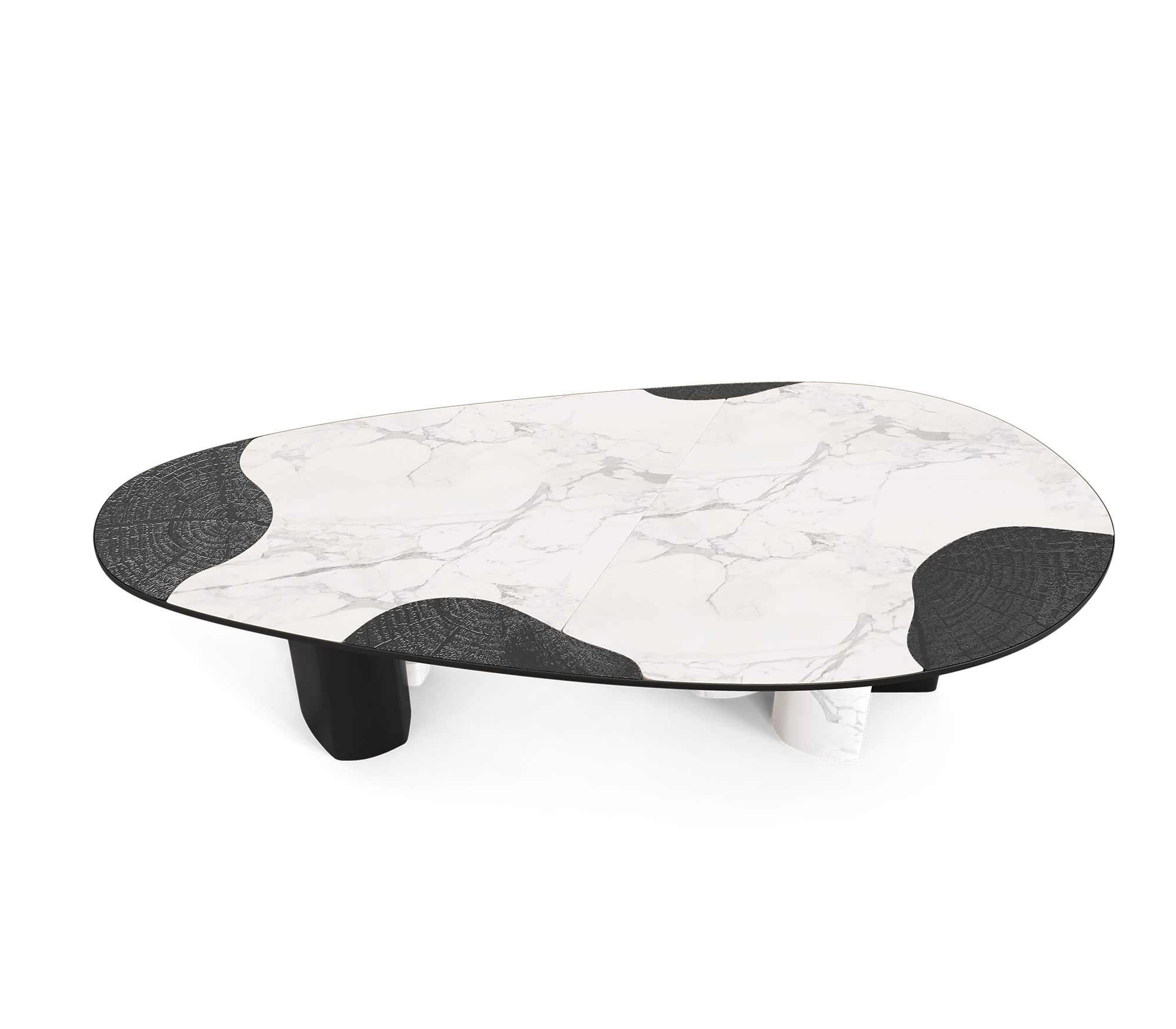 Athena Carrara Marble & Onyx Dining Table