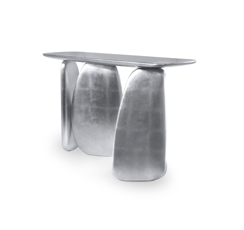 Sculptural Silver Console Table