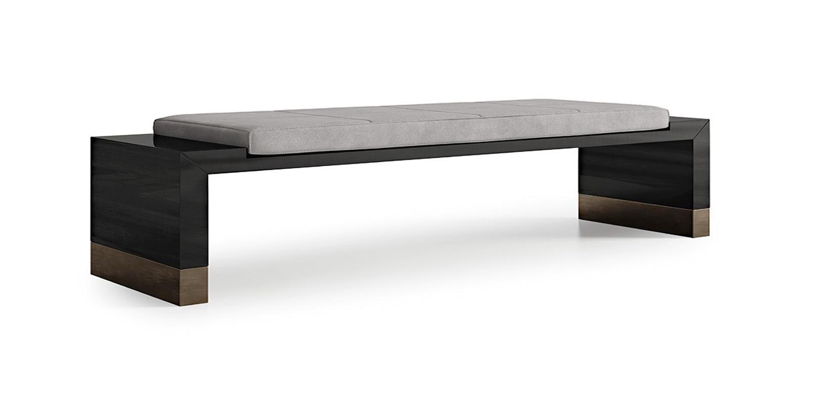 Bench with Wooden Base and Bronze Accents