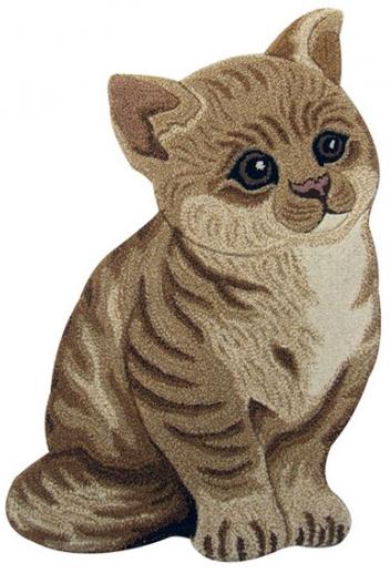 Animals Cat Brown Hand-Tufted Rug