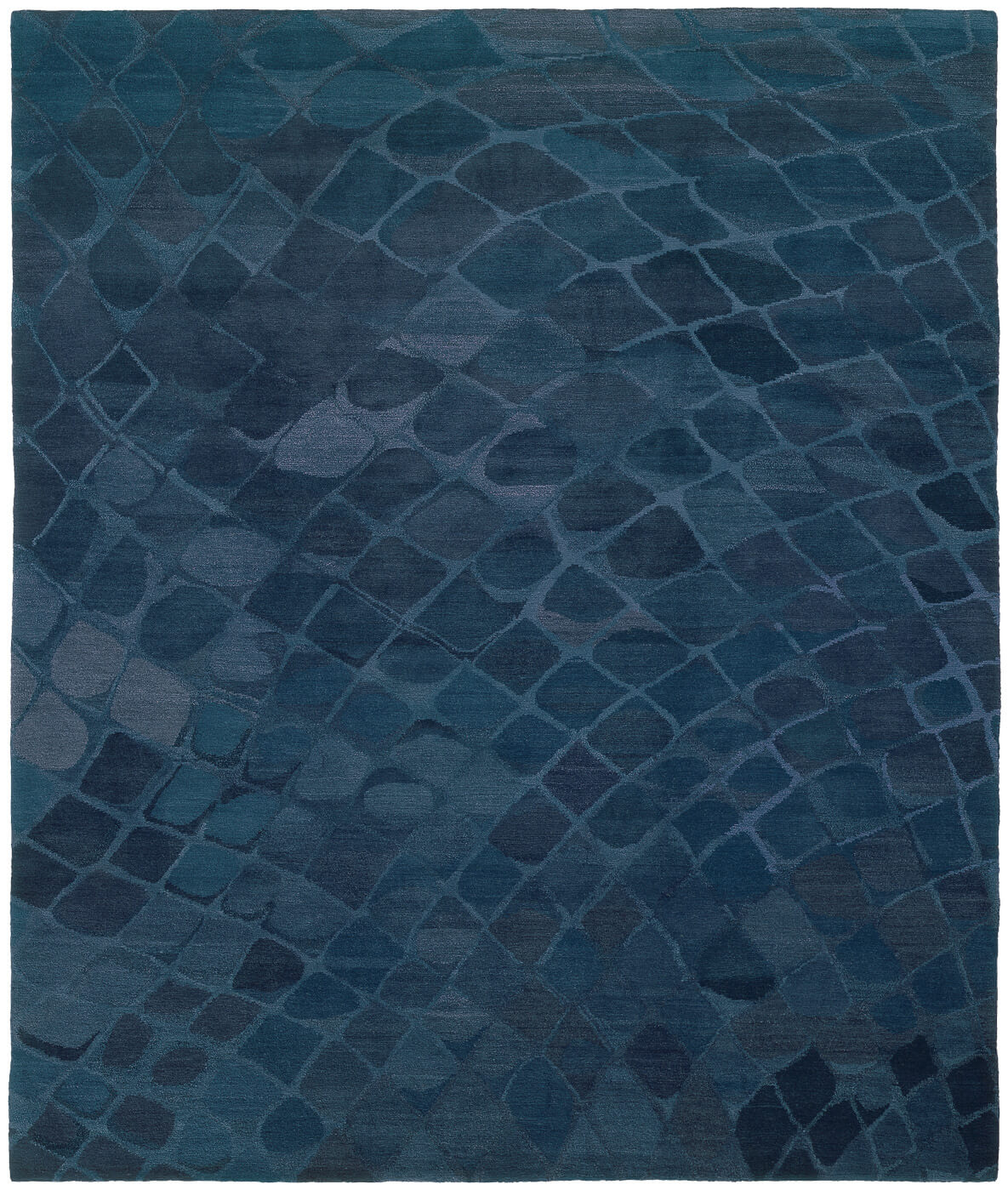 Hand-Knotted Wool Blue Rug