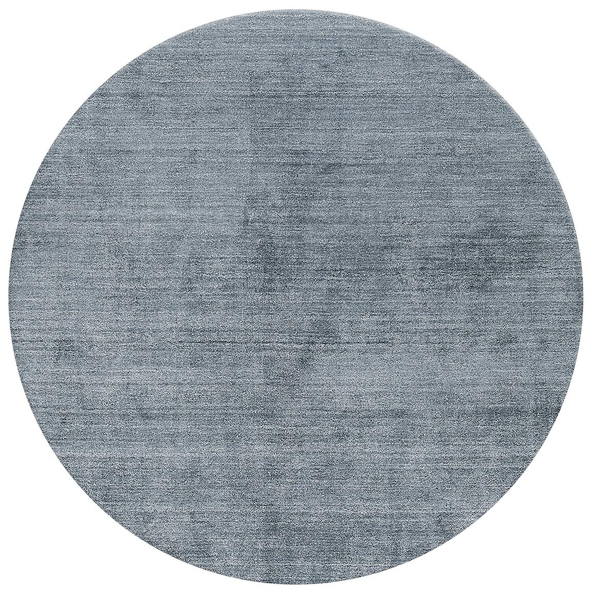 Round Blue Silk Rug