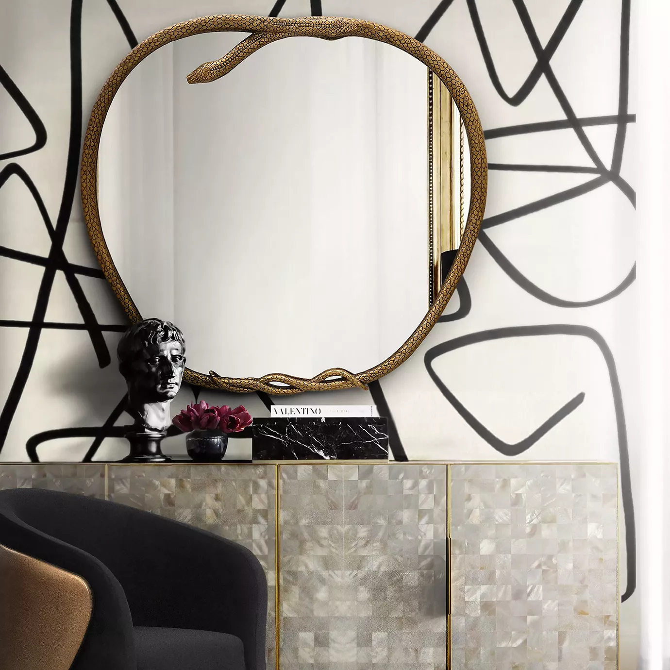 Serpentine Apple-Shaped Mirror