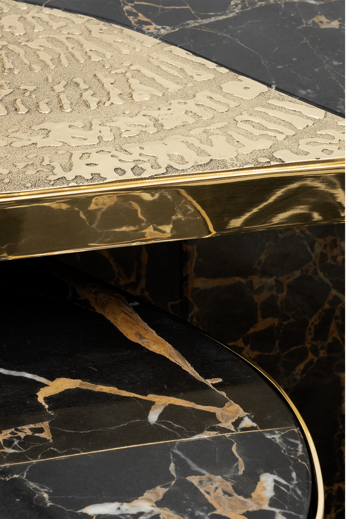 Athena Portoro Marble & Gold Table Set