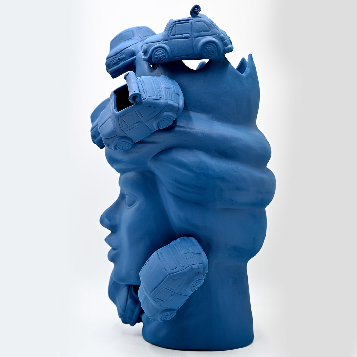 Moor's Head Matte Blue Sculpture