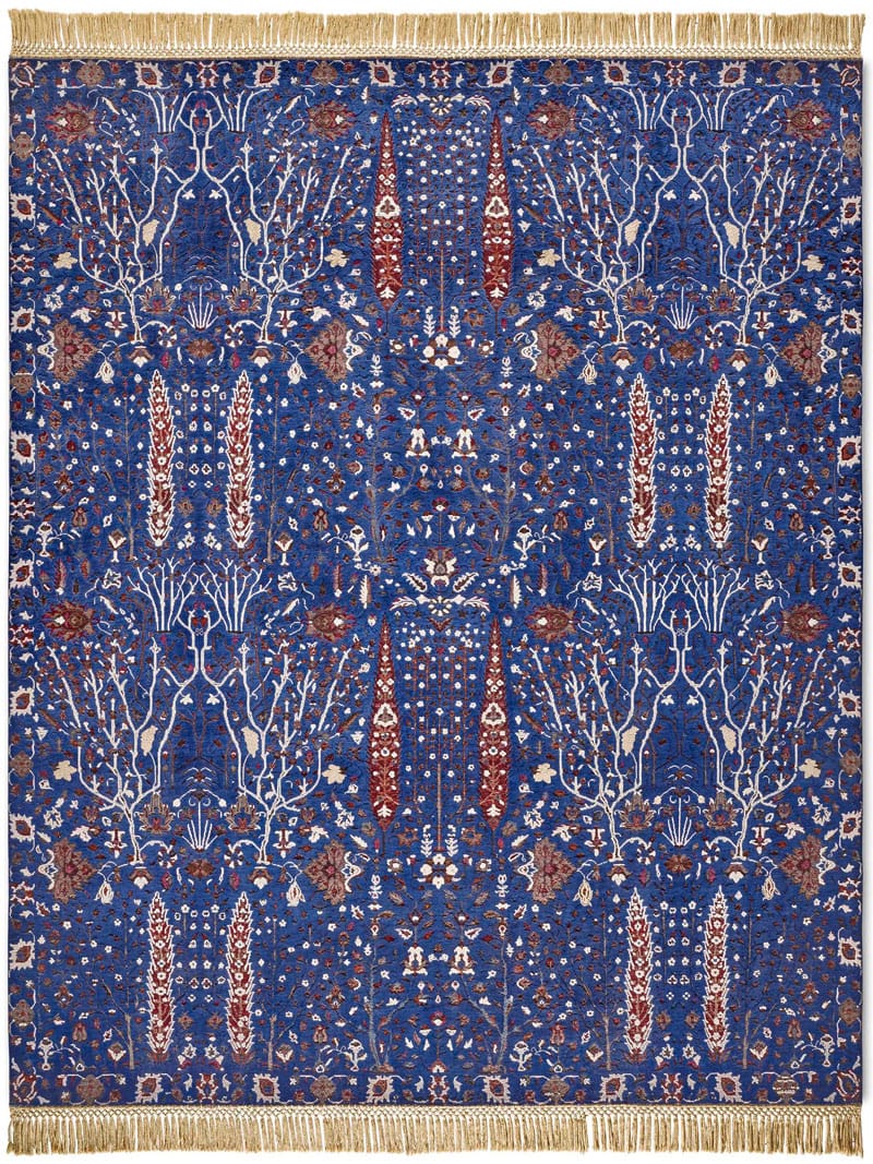 Pine Garden Blue Hand Woven Rug