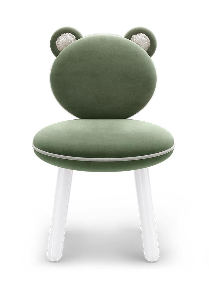 Fluffy Bear Green Kids Chair
