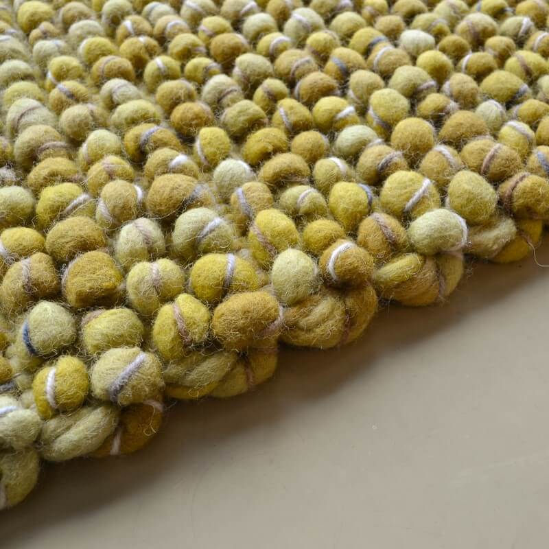 Handwoven Yellow Wool / Jute Rug