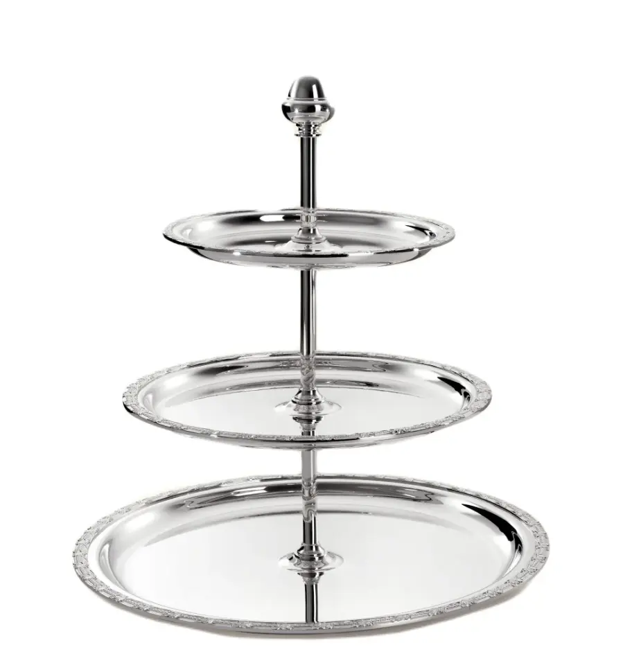 Exquisite Three-Tier Silver Plated Cake Stand