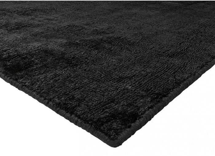 Plain Black Indian Hand-Loom Rug