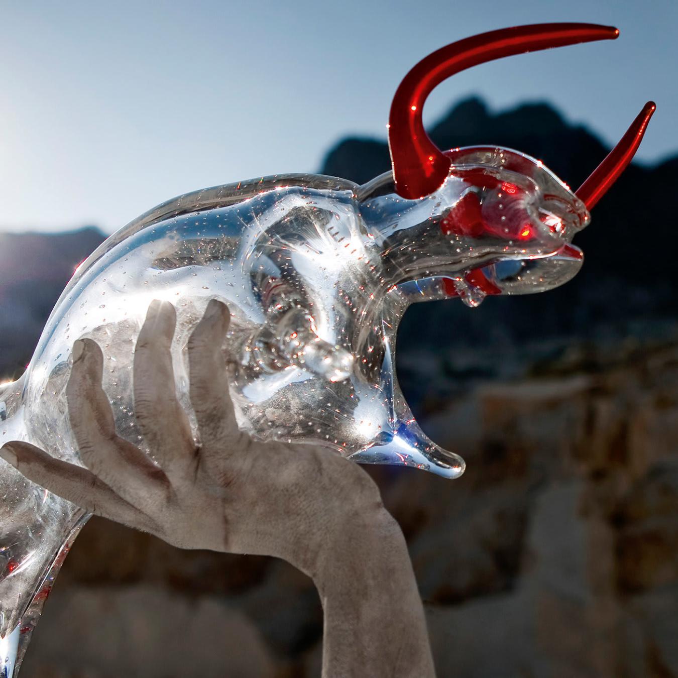 Glass Bull Figurine