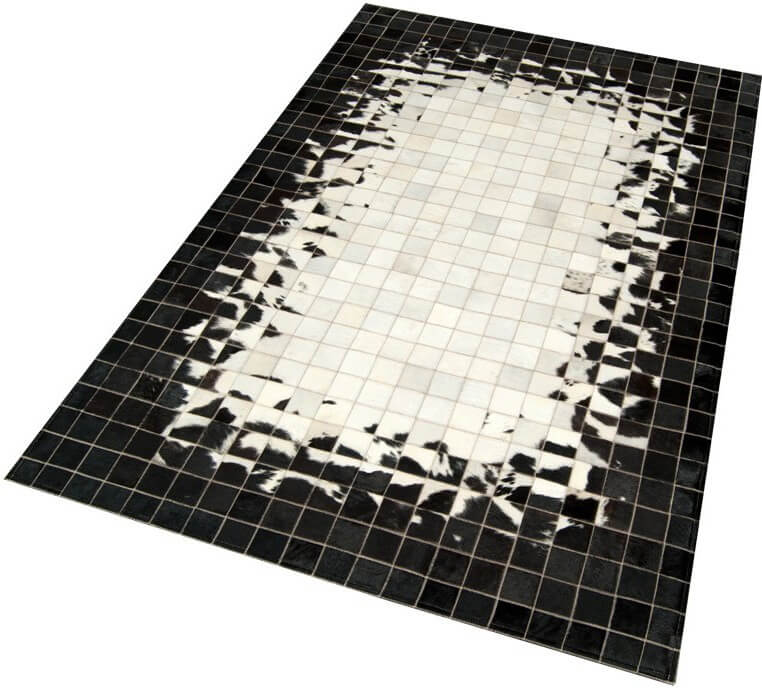 Mosaic Black & White Cowhide Rug