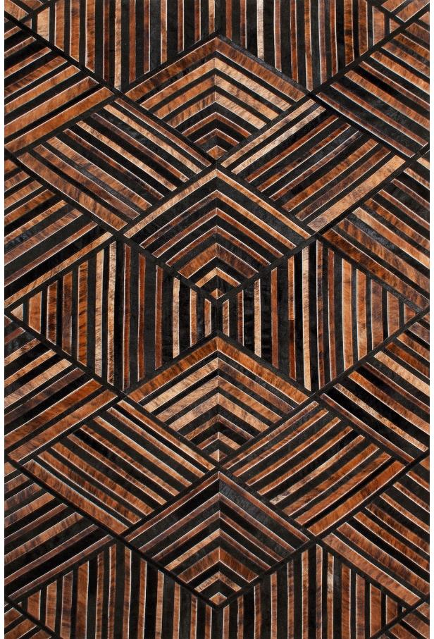 Geometric Natural Cowhide Brown Rug