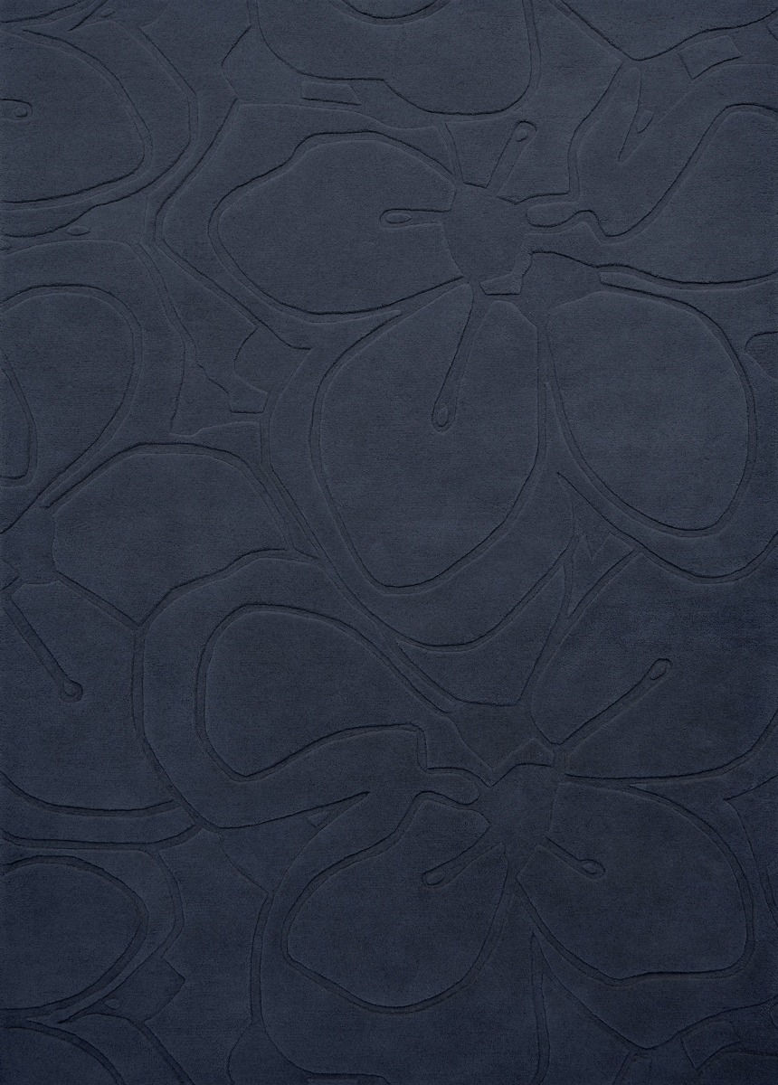 Romantic Magnolia Blue Designer Rug ☞ Size: 4' 7" x 6' 7" (140 x 200 cm)