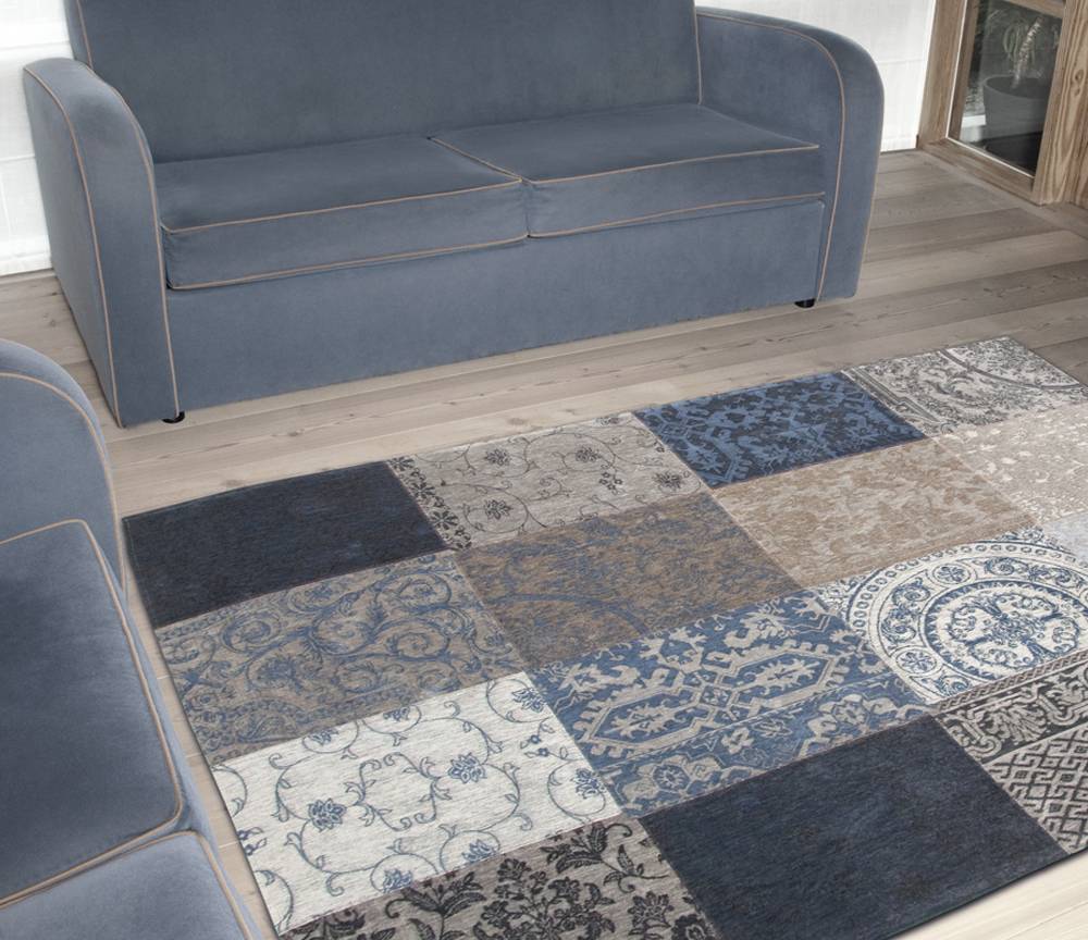 Patchwork Blue Flatwoven Rug