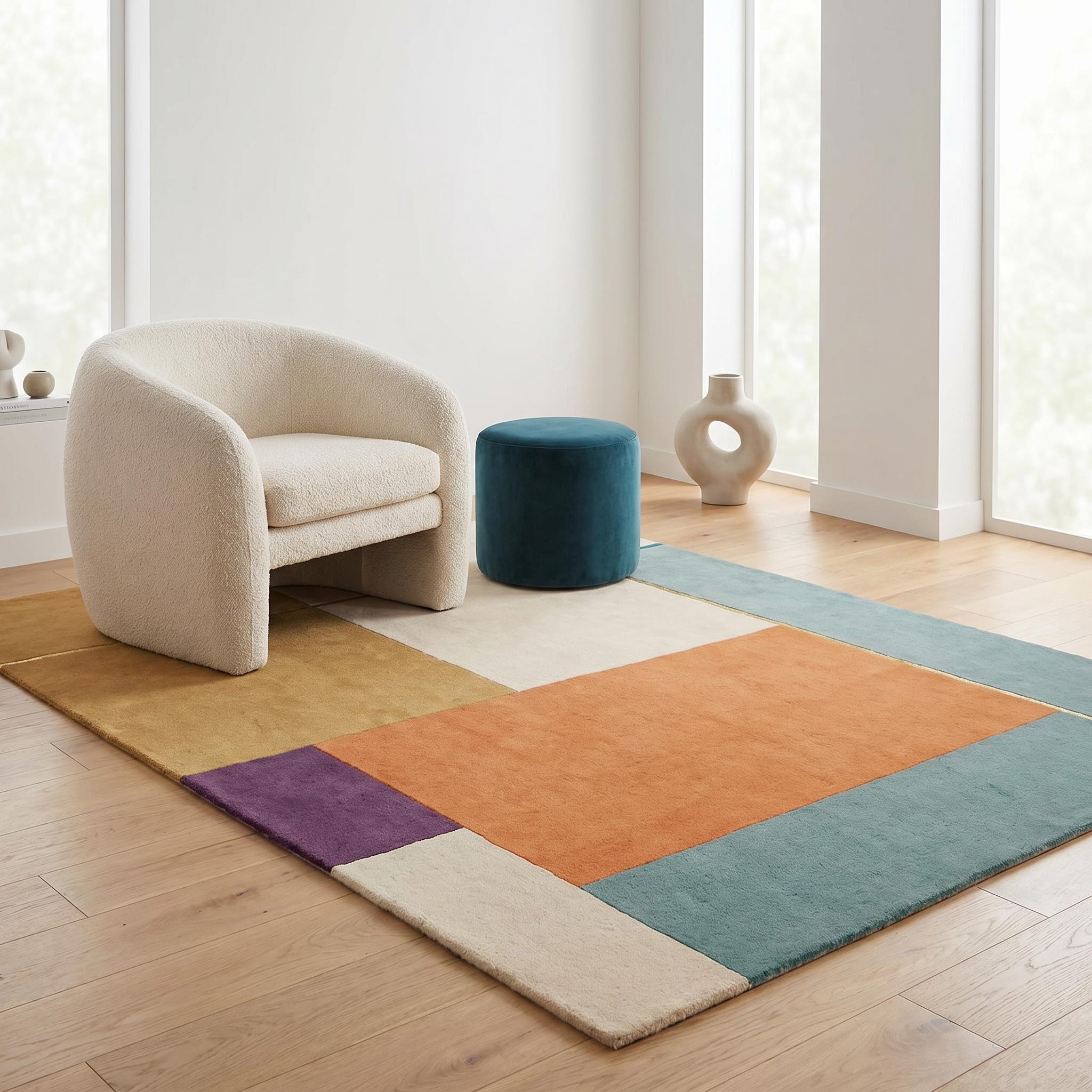 Warm Blocks Handcrafted Rug