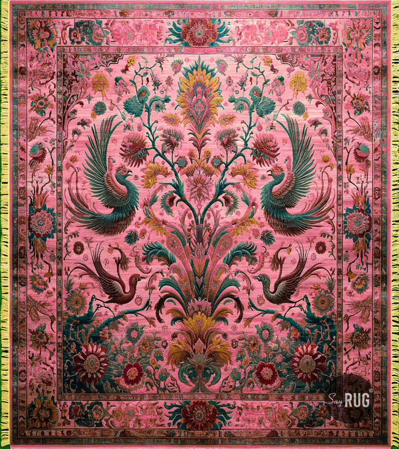 Paradise Garden Pink Hand-Knotted Rug