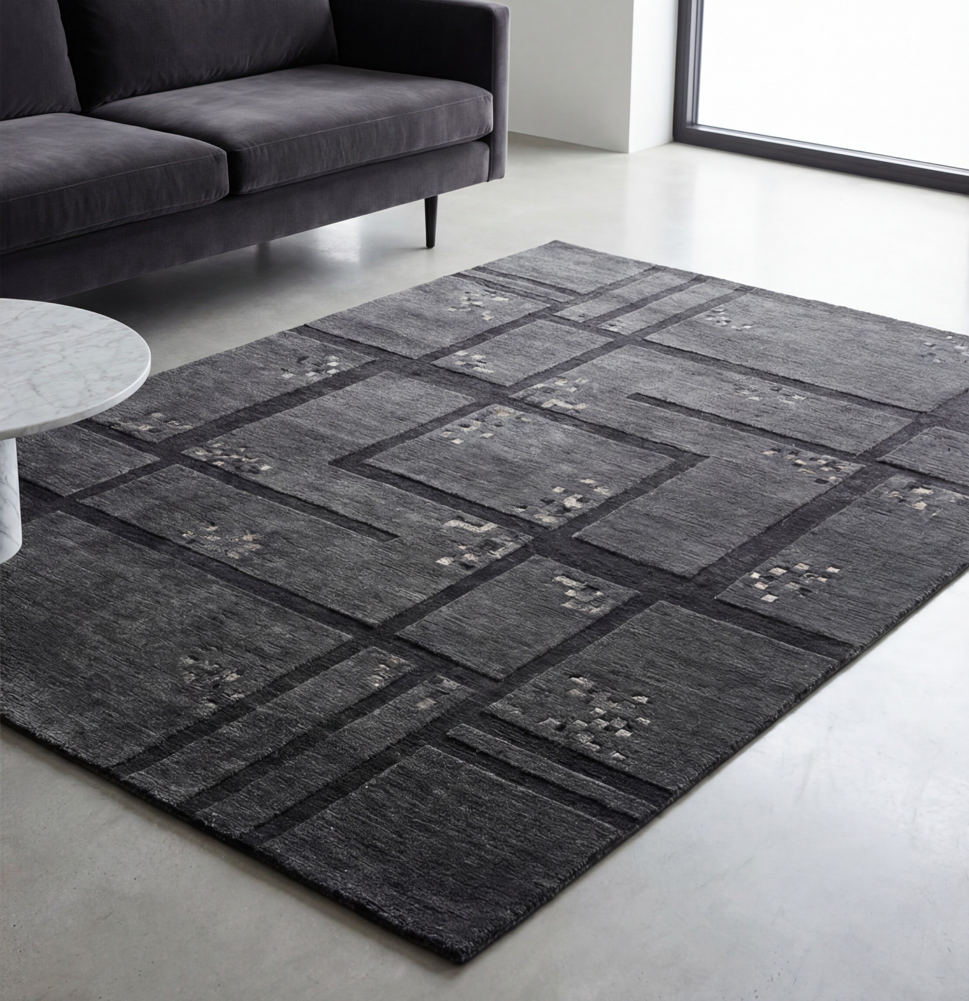 Basalt Grid Handcrafted Rug