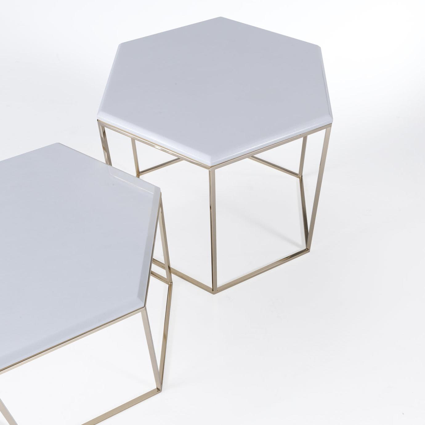 Hexagonal White Marble Coffee Table