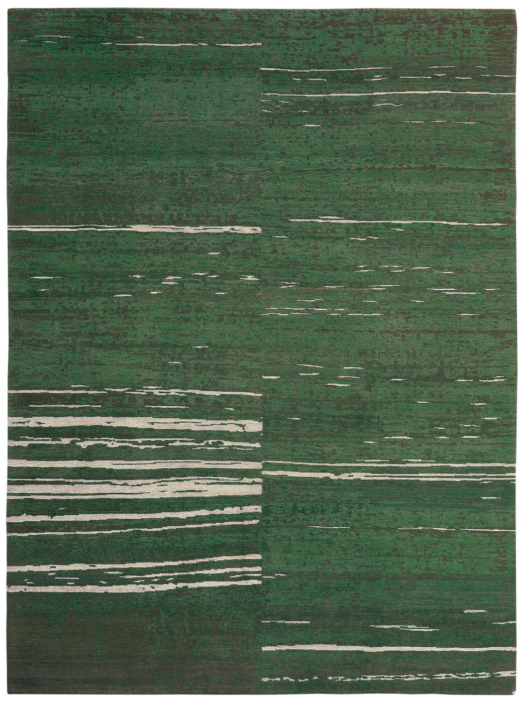 Hand-Knotted Wool Green Rug
